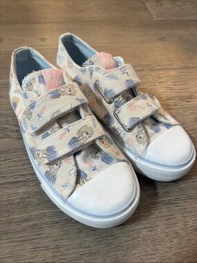 H&M Elsa Cream Floral  Velcro Sneakers with Pink Trim